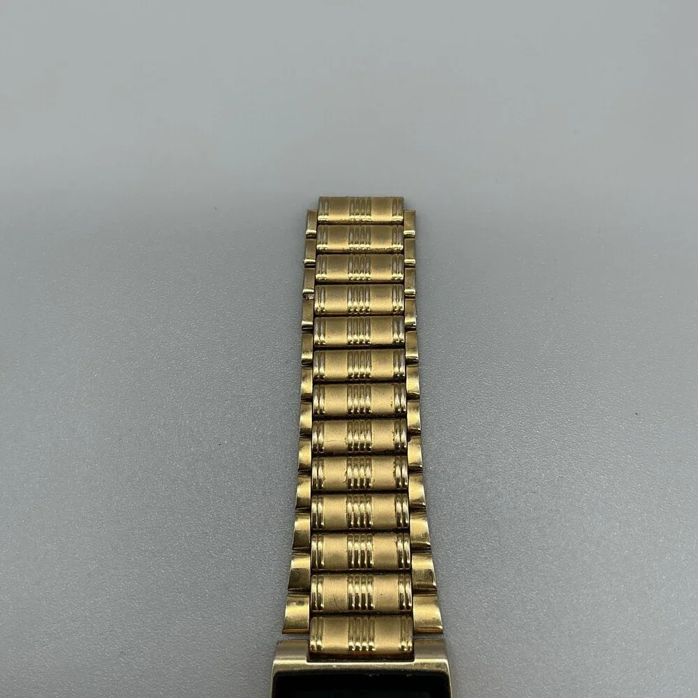 Vintage Citizen Mens Watch 24mm Black Dial Gold Tone Broken Band New Battery